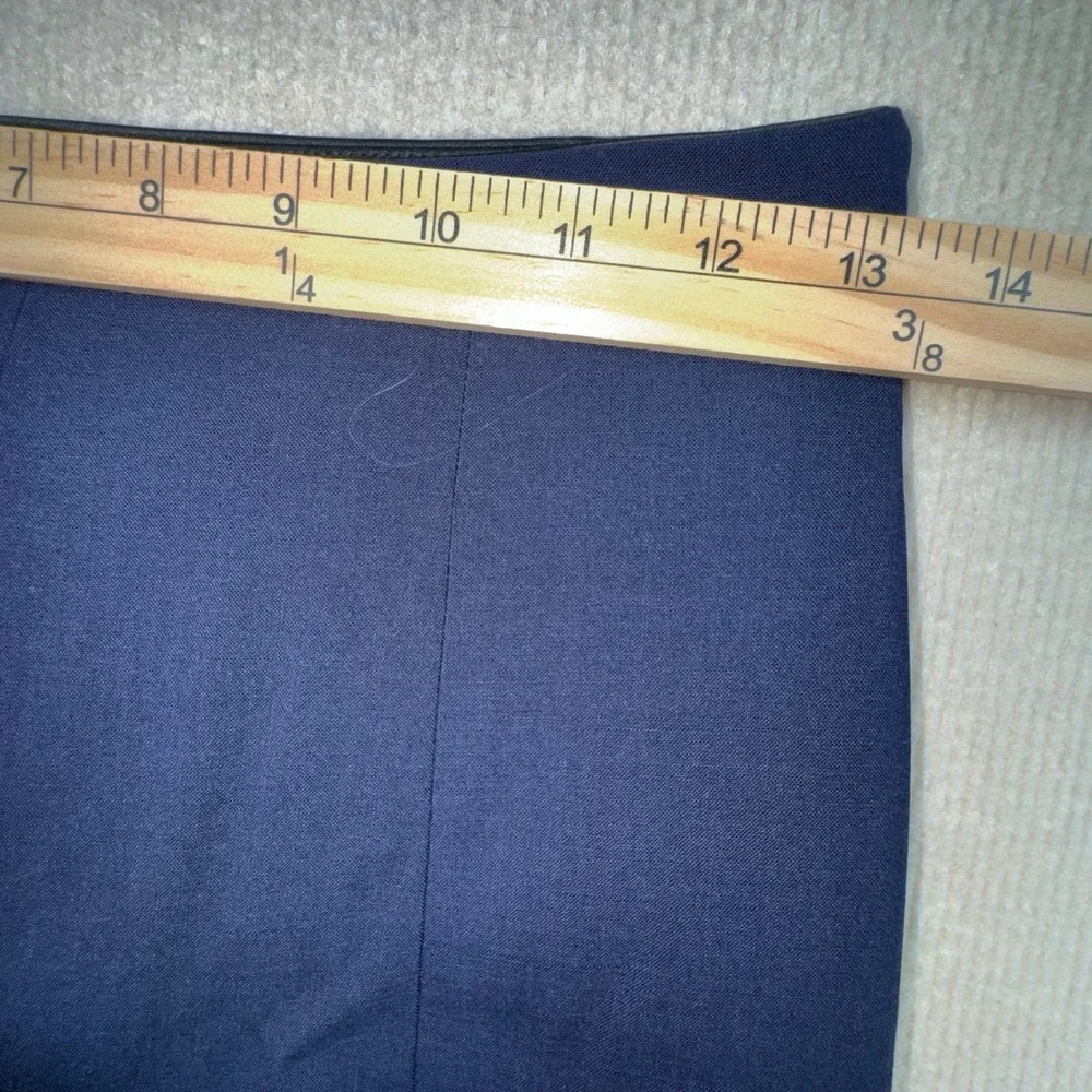 Tory Burch Trousers Women 2 Navy Blue High Rise Seam Detail Straight Leg SideZip